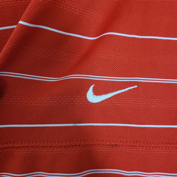 Nike Golf Dri-Fit Red Striped Short Sleeve Polo ¼ Button Shirt Size Men's Large - Picture 7 of 9